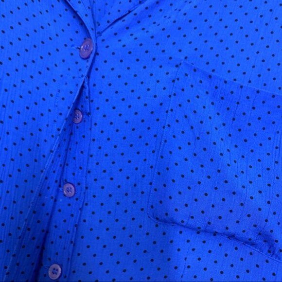 Christian Dior Chemises Polka Dot Blue Top Women Size 8 - Picture 5 of 6
